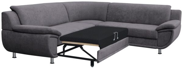 Canapé d’angle convertible Rondo avec noyau à ressorts et accoudoirs extra larges en microfibre gris – Image 2