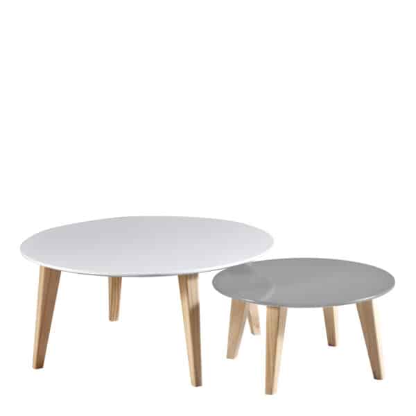 Set de 2 Tables Basses ROUND – Design Scandinave (L78 cm et L55 cm) – Image 2