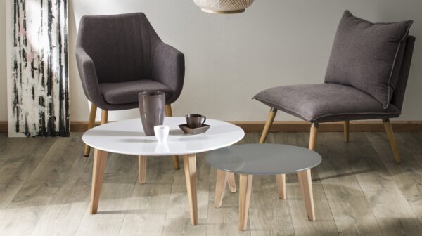 Set de 2 Tables Basses ROUND – Design Scandinave (L78 cm et L55 cm)