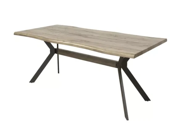 Table à Manger Industrielle – Bois Chêne Sauvage et Métal Noir (L200 cm)