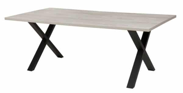 Table à Manger IBERA – Décor Chêne Nordique et Pieds Métal Noir (L200 cm)