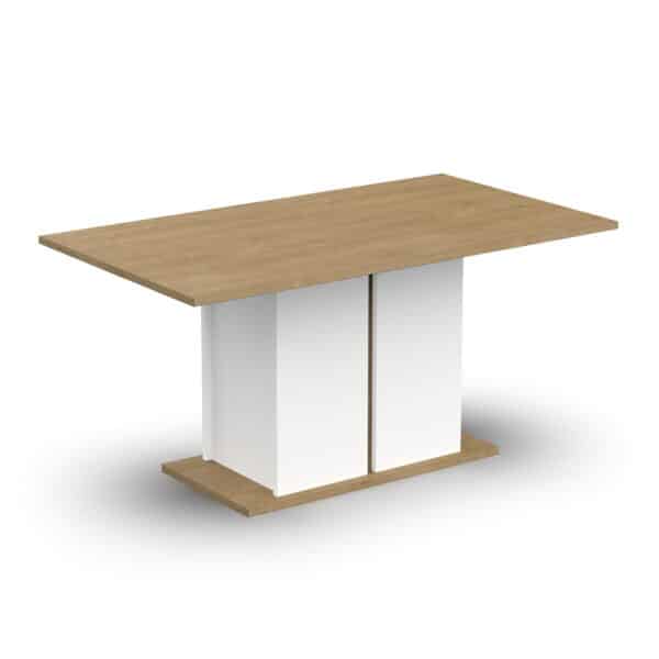 Table à Manger ACCESS – Chêne Hamilton et Blanc (L160 cm) – Image 2