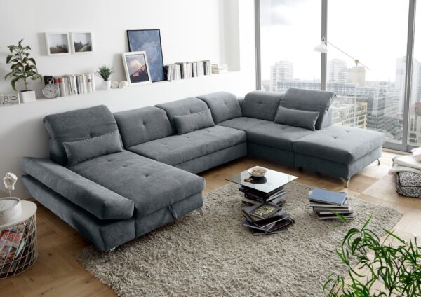 Canapé convertible panoramique Home affaire Melfi espace de vie,  assortis en tissu gris