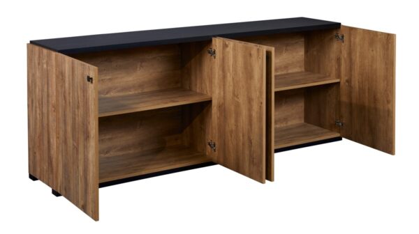 Buffet – Miami – Décor Chêne Denver et Noir – 225 cm – Image 2