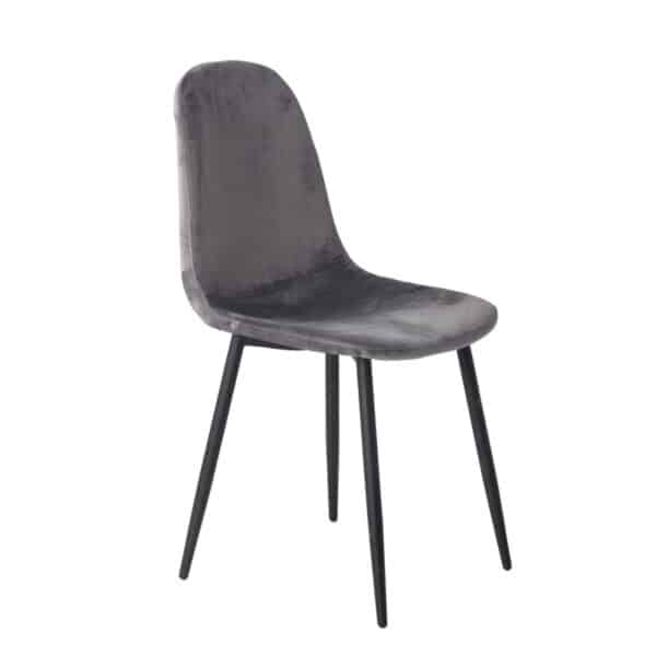 Chaises CLAYD style scandinave pied noir en velours gris clair – Image 3