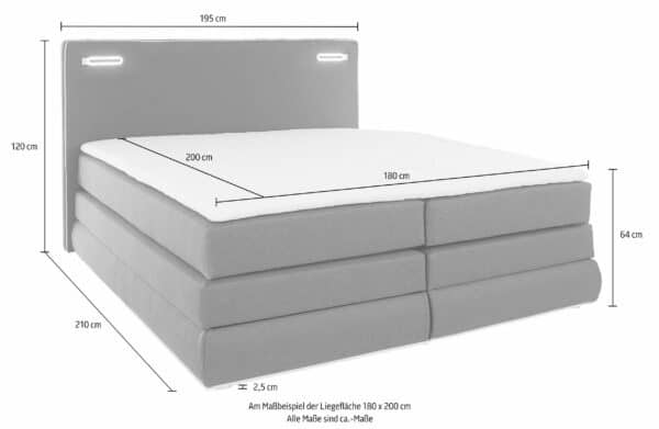 Lit coffre "Ninoni" avec Sommier Tapissier et matelas et Surmatelas avec Éclairage LED en tissu anthracite – Image 10