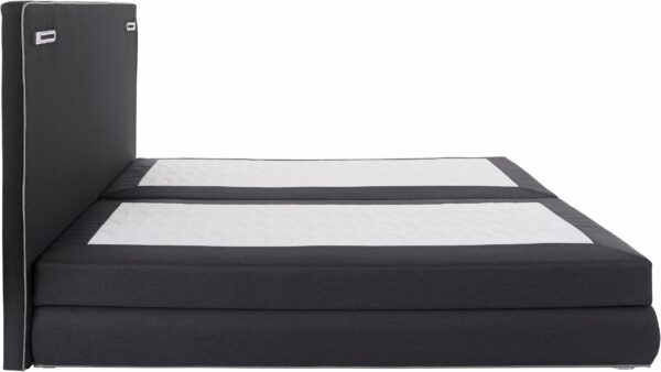 Lit coffre "Ninoni" avec Sommier Tapissier et matelas et Surmatelas avec Éclairage LED en tissu anthracite – Image 4