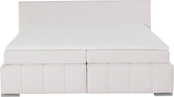 Lit Coffre "Vanessa" avec matelas et Surmatelas en simili blanc – Image 5