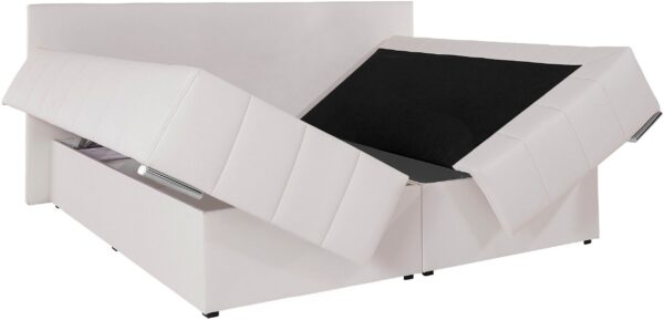 Lit Coffre "Vanessa" avec matelas et Surmatelas en simili blanc – Image 6