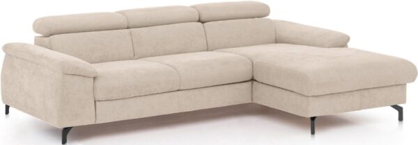 Canapé d’angle COTTA Komaris ,avec têtière réglable e microfibre beige