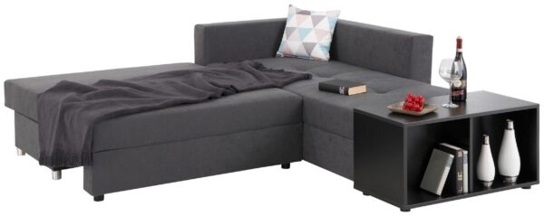 Canapé d’Angle convertible Italia avec coffre de rangement en microfibre gris – Image 3