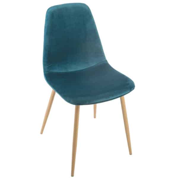 Chaise CLAYD – Style scandinave en velours bleu