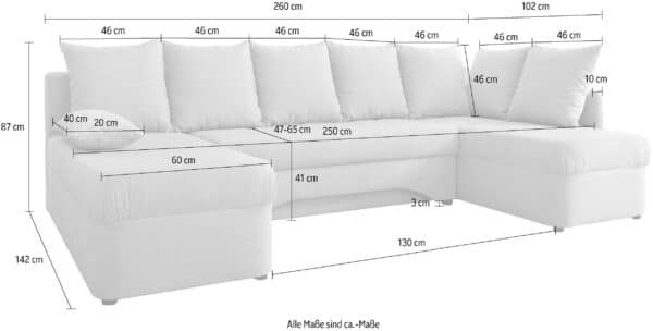 Canapé U-Shape Arctic avec fonction lit et rangement – Image 10