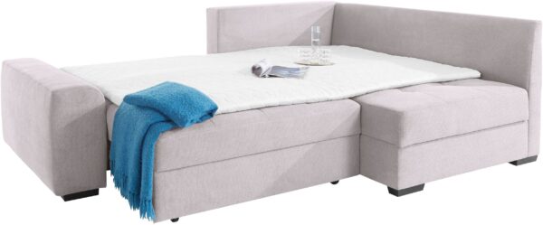 Canapé d’angle convertible Mr. Couch Québec, avec, 2 coffres de lit et mousse froide avec un sur matelas en mousse confortable avec un sac – Image 2