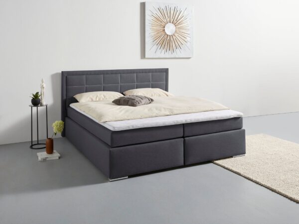 Lit coffre 180 x 200 « Athena » avec le matelas et sur matelas en tissu noir – Image 6