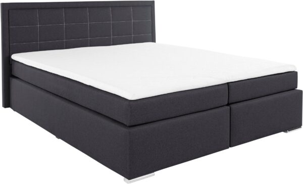 Lit coffre 180 x 200 « Athena » avec le matelas et sur matelas en tissu noir – Image 2