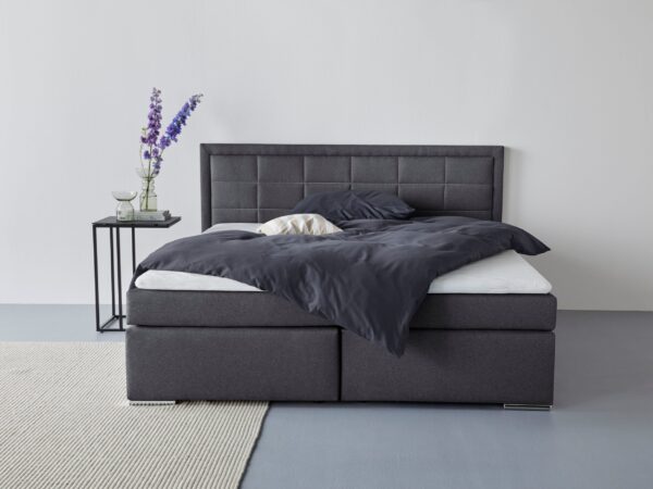 Lit coffre 180 x 200 « Athena » avec le matelas et sur matelas en tissu noir – Image 7