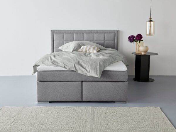 Lit « Athena » avec matelas et sur matelas en tissu gris – Image 3