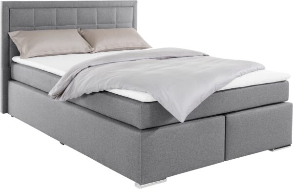 Lit « Athena » avec matelas et sur matelas en tissu gris – Image 2