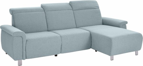 Canapé d’angle Township avec 2 Fauteuils relax électrique avec têtière réglable en tissu bleu – Image 3