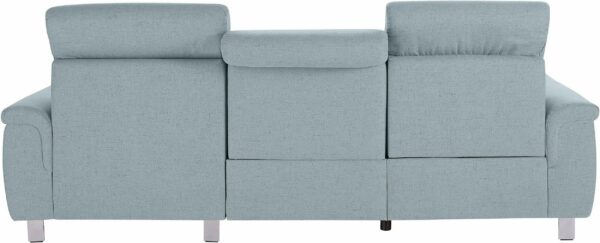 Canapé d’angle Township avec 2 Fauteuils relax électrique avec têtière réglable en tissu bleu – Image 4