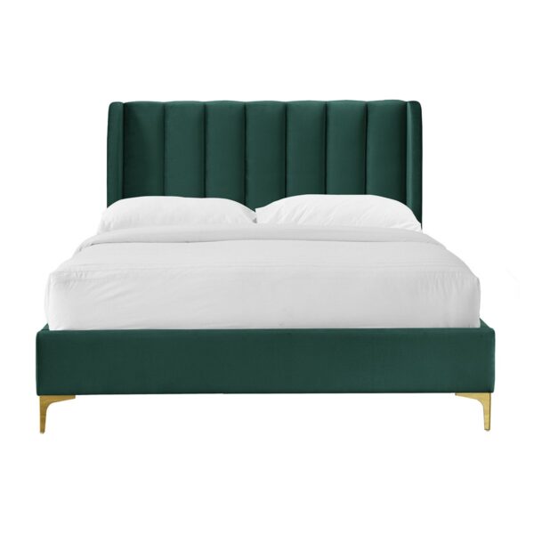 Lit VILLETTE160 x 200 en velours vert