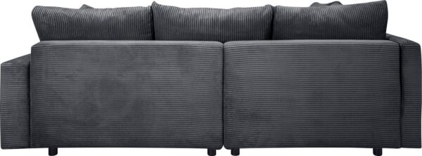 Canapé d’angle convertible Parme avec coffre de rangement en microfibre gris et velours anthracite – Image 3