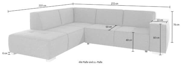 Canapé d’angle Sapporo -Shape avec réglage de la profondeur d’assise électrique en tissu lin – Image 3