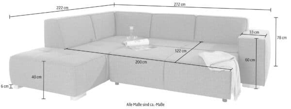 Canapé d’angle Sapporo -Shape avec réglage de la profondeur d’assise électrique en tissu lin – Image 4