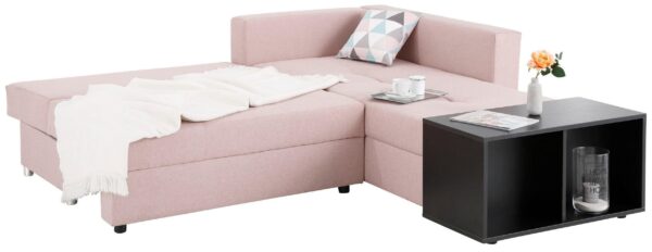 Canapé d’angle convertible et réversible avec coffre de rangement Home affaire Sassari-Italie, en tissu rose – Image 2