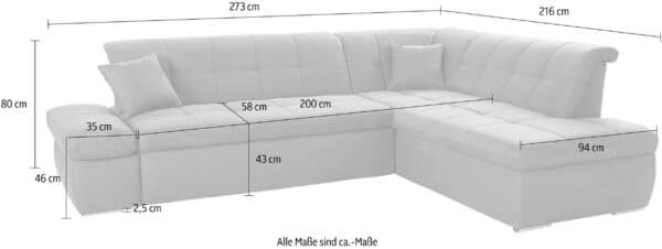 canapé d’angle Moric avec coussins décoratifs et réglage d’accoudoir en microfibre terre cuite – Image 2