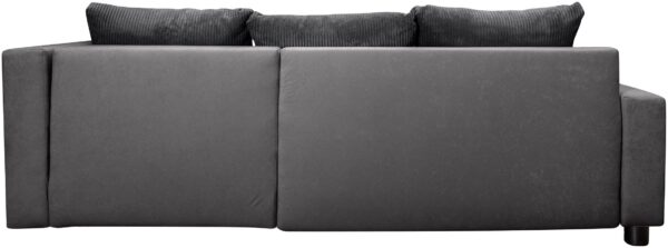 Canapé d’angle convertible Parme avec coffre de rangement en microfibre gris et velours côtelé anthracite – Image 6