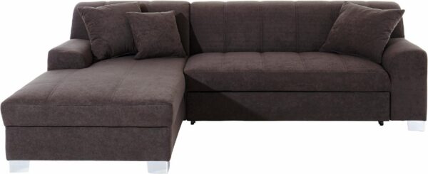 Canapé d’angle Turah avec coussins décoratifs, matelassage moderne en microfibre gris anthracite – Image 2