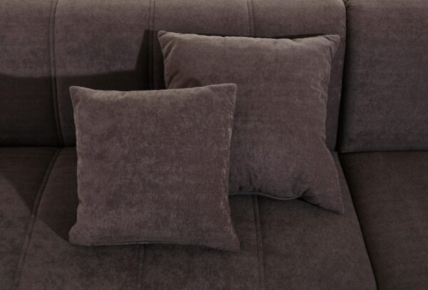 Canapé d’angle Turah avec coussins décoratifs, matelassage moderne en microfibre gris anthracite – Image 6